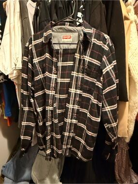 Wrangler Black White Plaid Lightweight Shirt Jacket